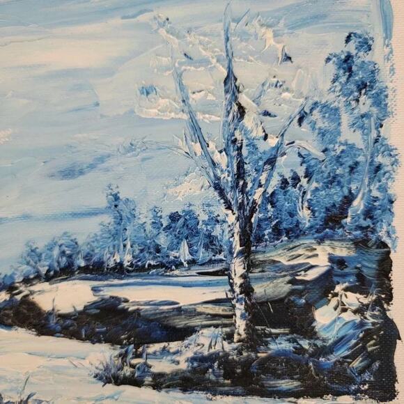 Hazel Pickens Original Oil Painting Winter Landscape Snow Scene Vintage 12x9 - Picture 5 of 8